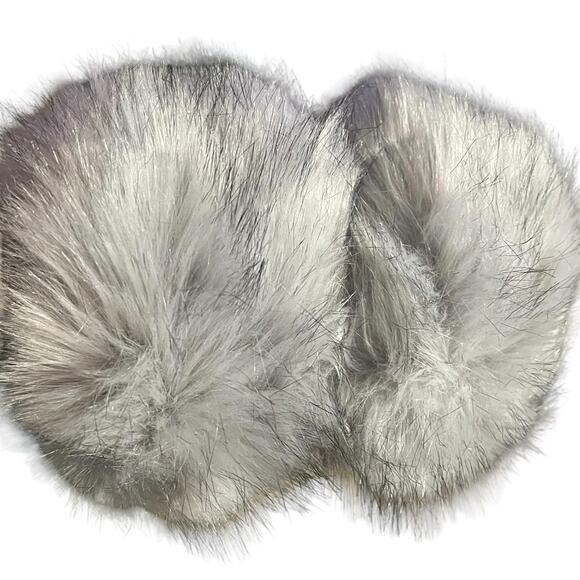 Set of 2 Faux Fur Cuffs in Gray with Black - Picture 4 of 4